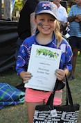 Cadence Ware, 2017 Celebrate Australia Primary School Art Competition Third Prize Section Two Winner, at the Gladstone Regional Council Australia Day Celebrations and Awards Presentation. Image: D. Paddick
