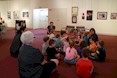 Exhibitions and Education Officer Rebecca Lush with Stepping Stones Child Care Centre visitors;  January 2018; Photographer: E. Korotkaia